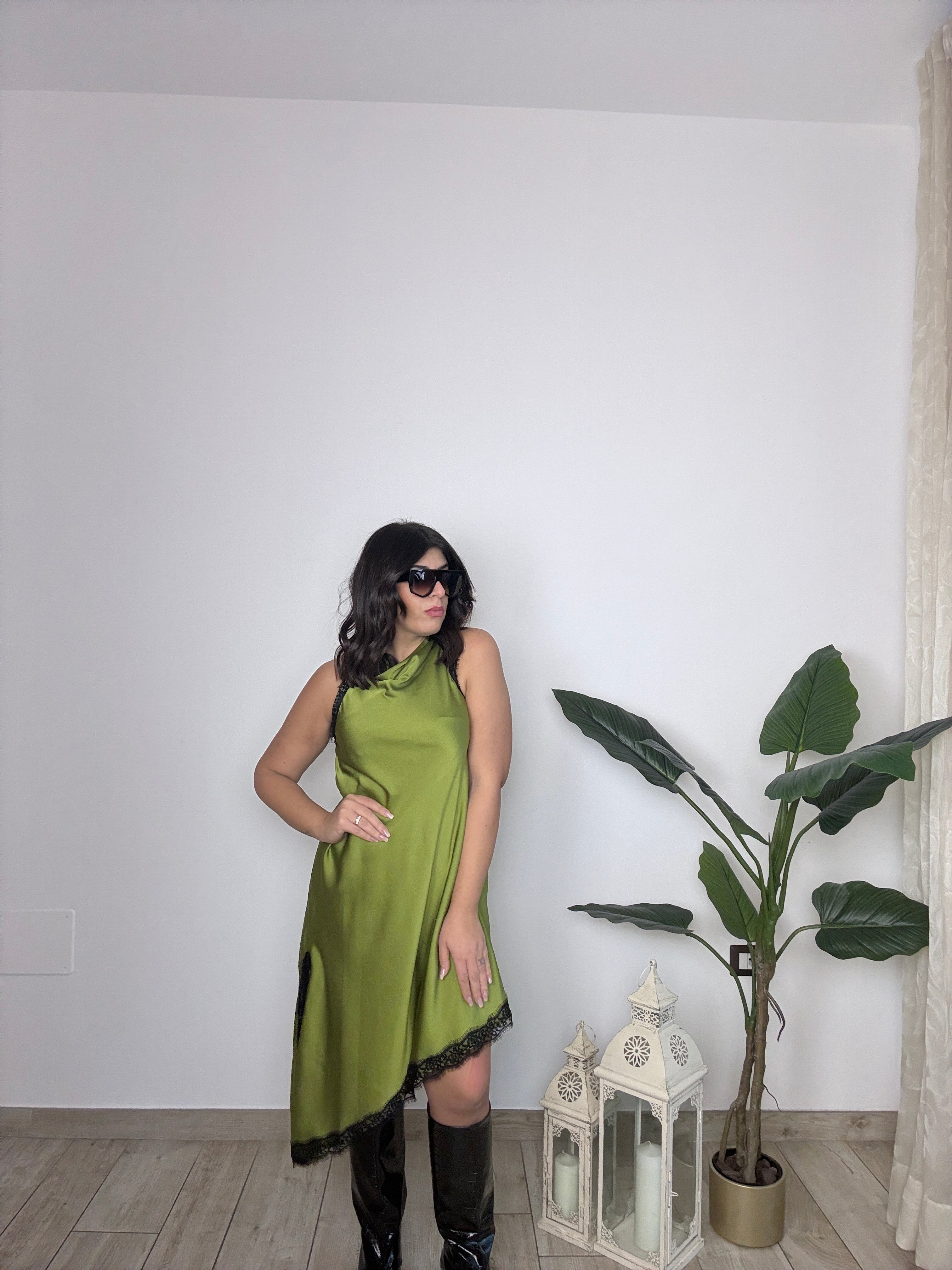 Slip dress satin e pizzo