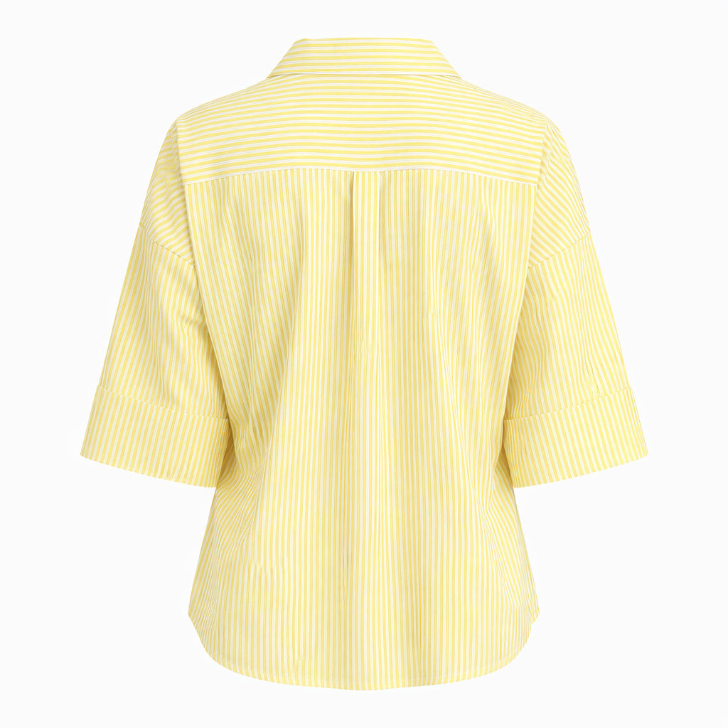 Camicia riga gialla e bianca