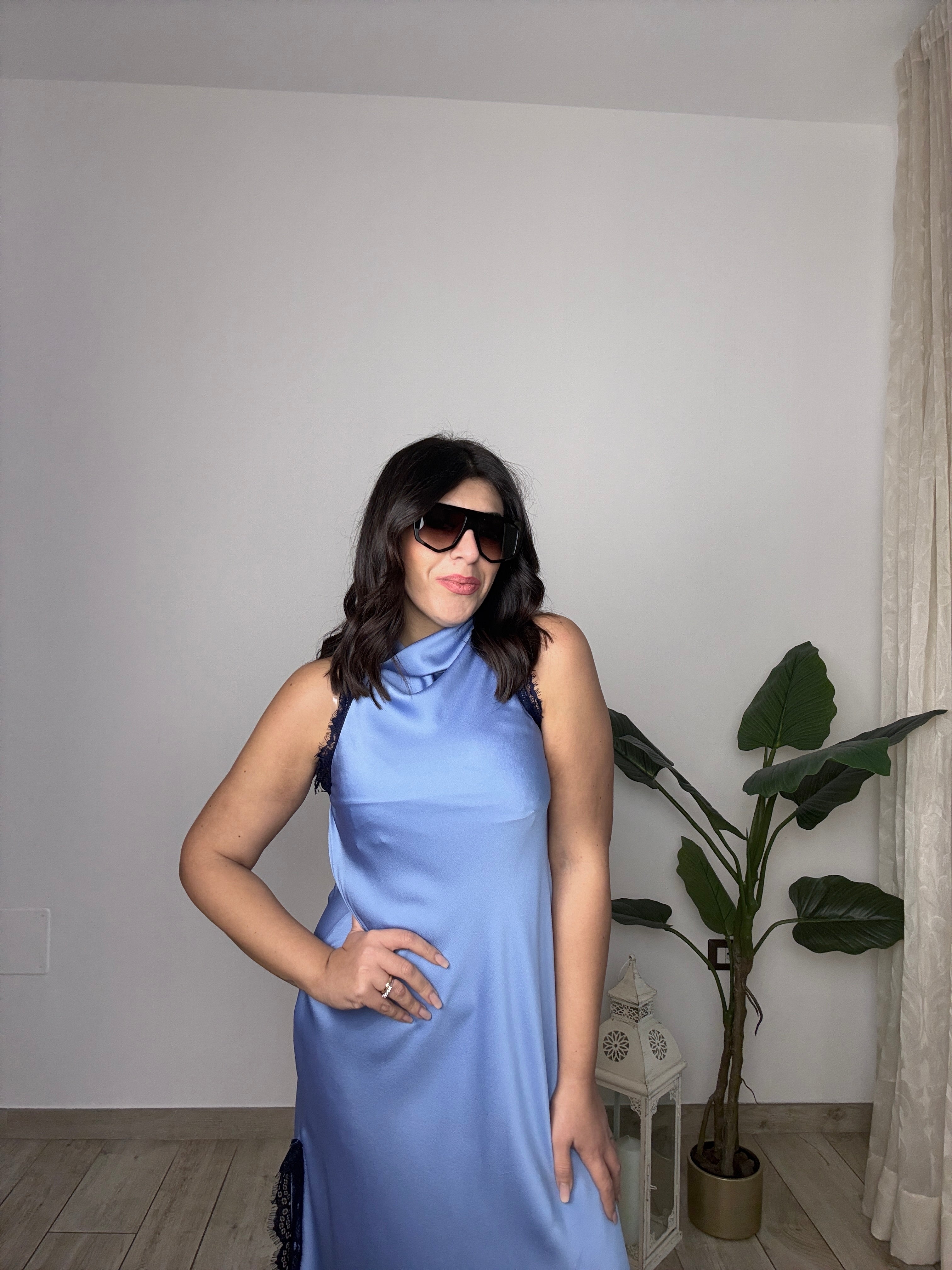 Slip dress satin e pizzo